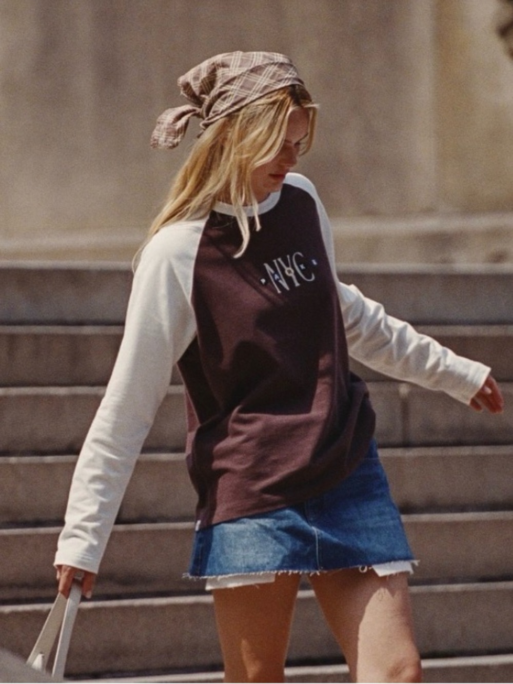 Parke NYC Graphic Raglan Longsleeve TShirt French Roast + Cream S/M